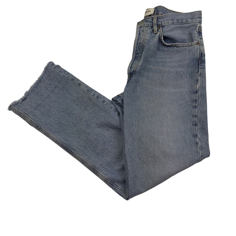 AGOLDE Lana MId-Rise Raw Hem Button-Fly Straight Jeans Women's Size 27